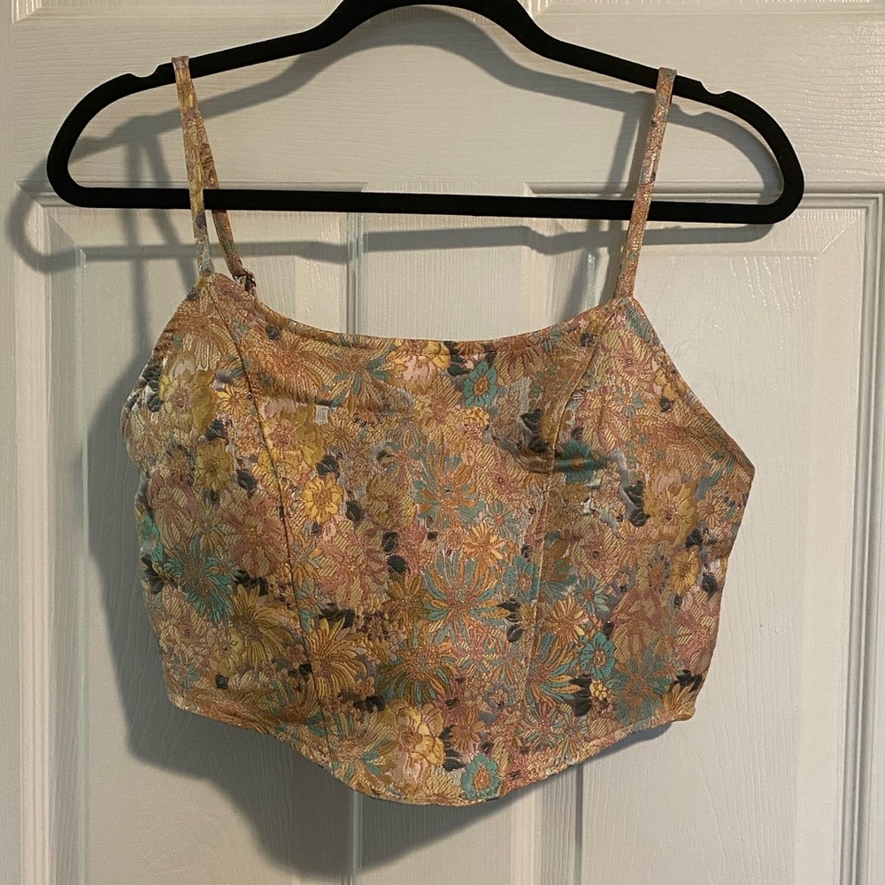 NWOT Shein Floral Jacquard Bandana Cami Top